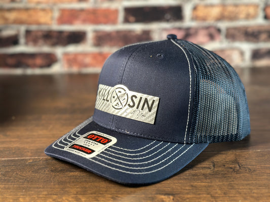 Kill Sin Navy Trucker Hat with Silver Carbon Fiber Patch