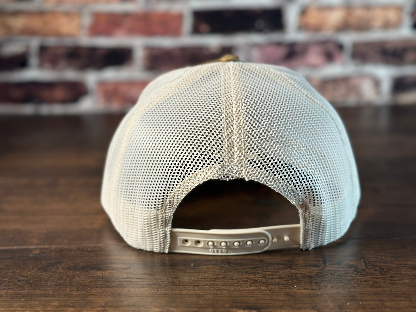 1646 Coyote Brown and White Trucker Hat with Brown Patch