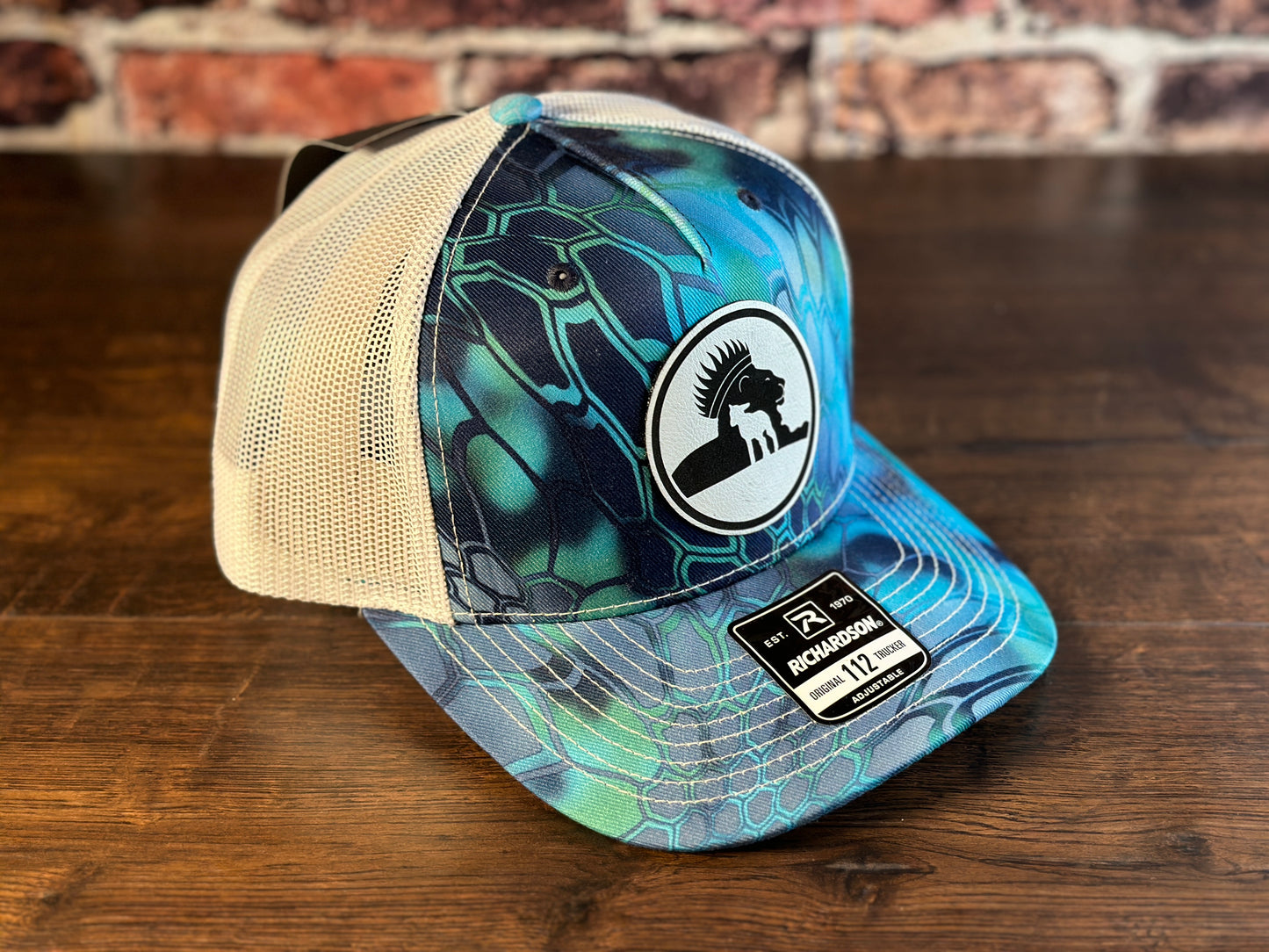 W&G Logo Kryptek Aqua Trucker Hat with White Patch