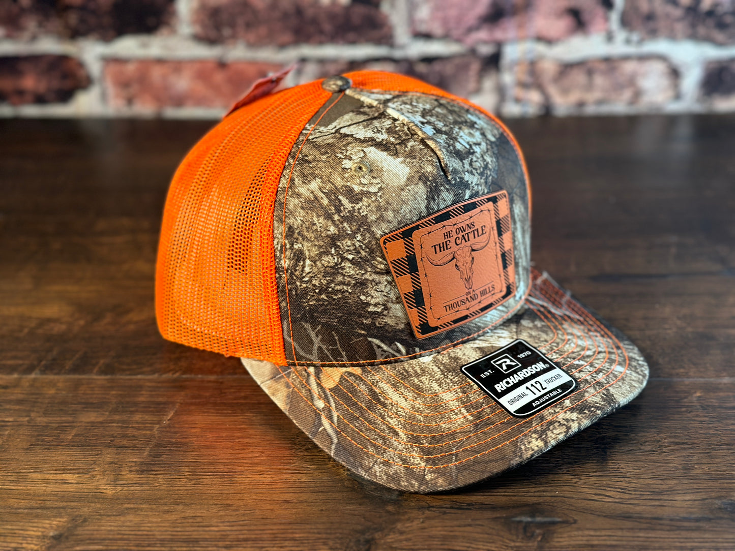 Psalm 50 Realtree Edge and Blaze Orange Trucker Hat with Orange Patch