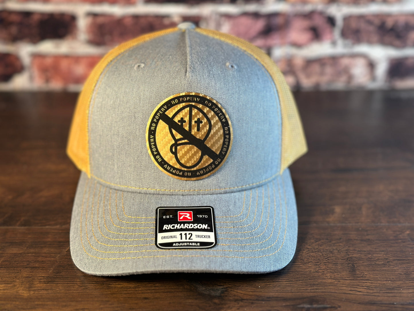 No Popery Gray and Gold Trucker