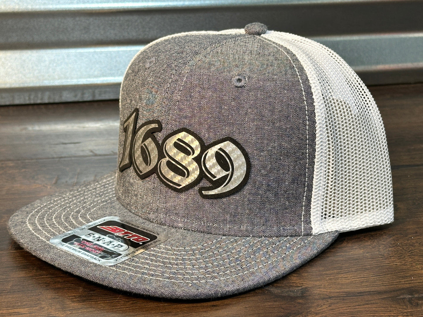 1689 Heather Blue and Chrome Snapback Hat