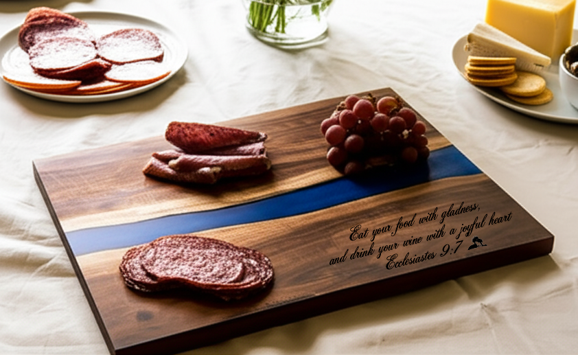 Eat with Gladness Acacia and Resin Cutting Board