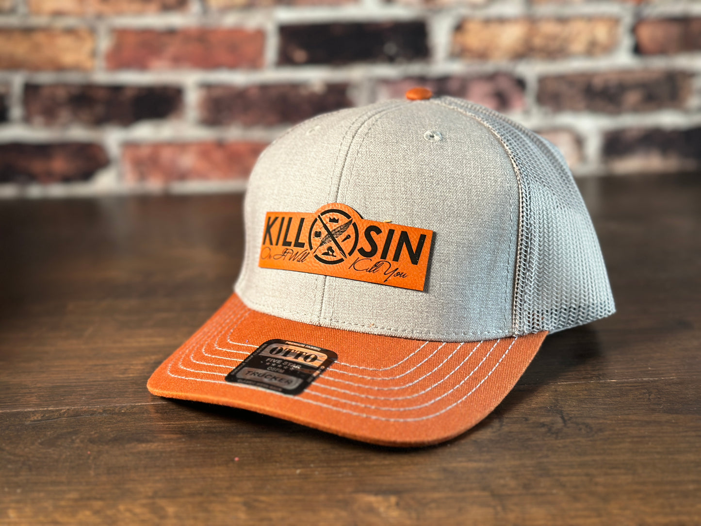 Kill Sin Orange and Gray Trucker Hat