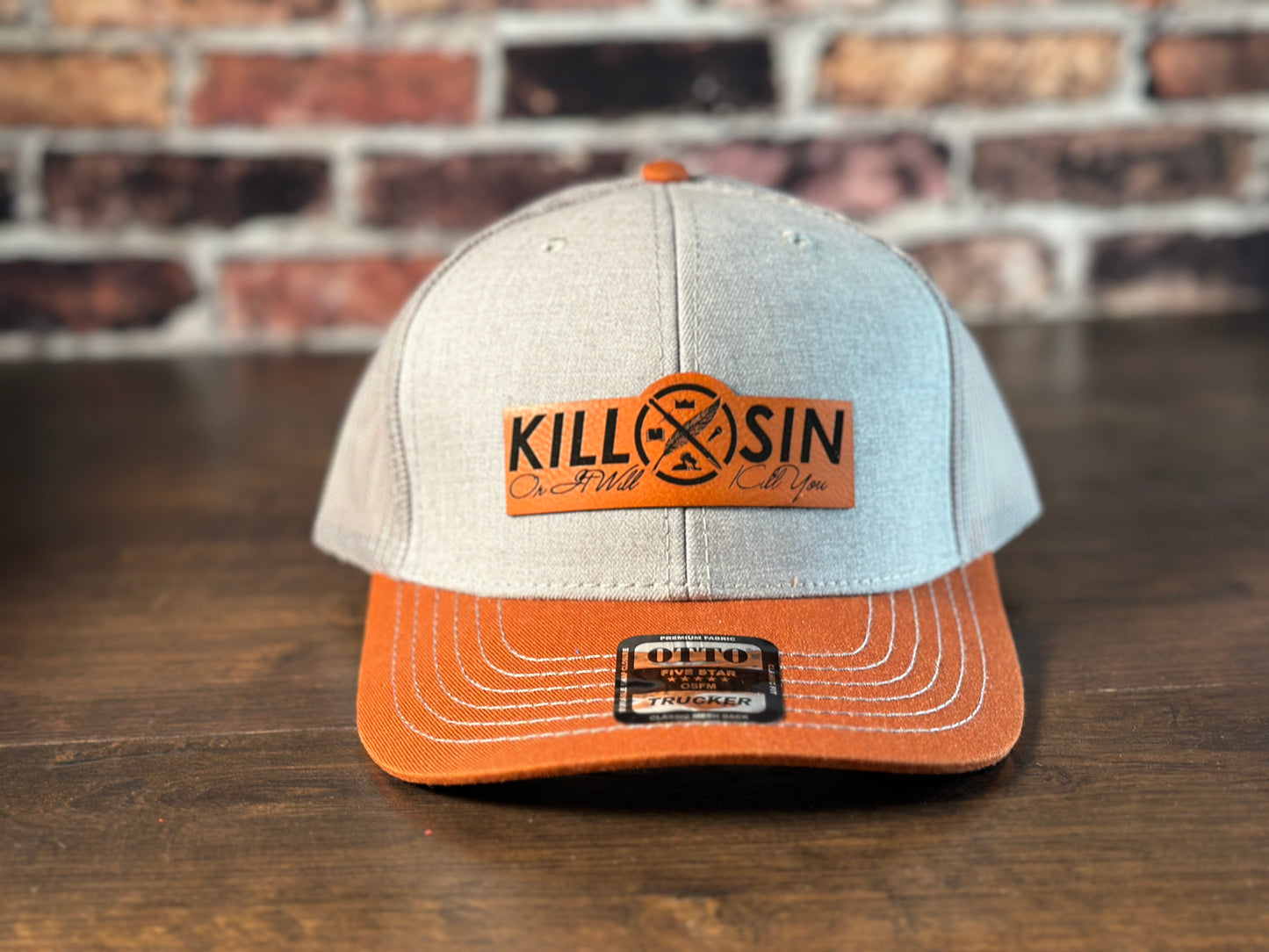 Kill Sin Orange and Gray Trucker Hat
