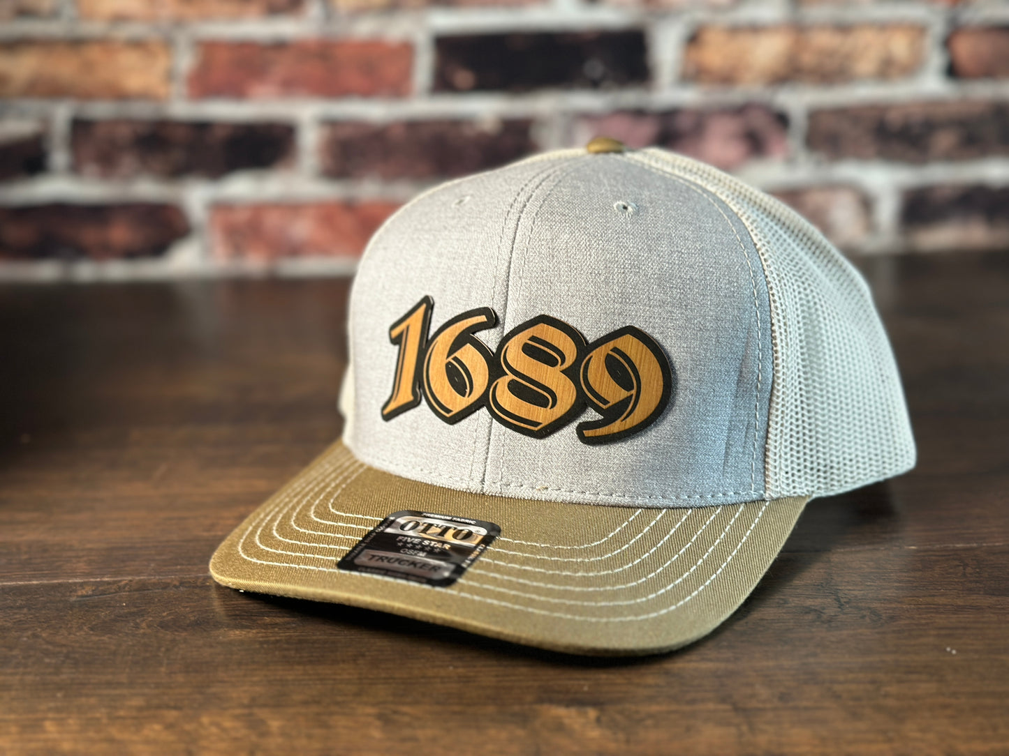 1689 Birch, Gray, and White Trucker Hat with Bamboo Patch