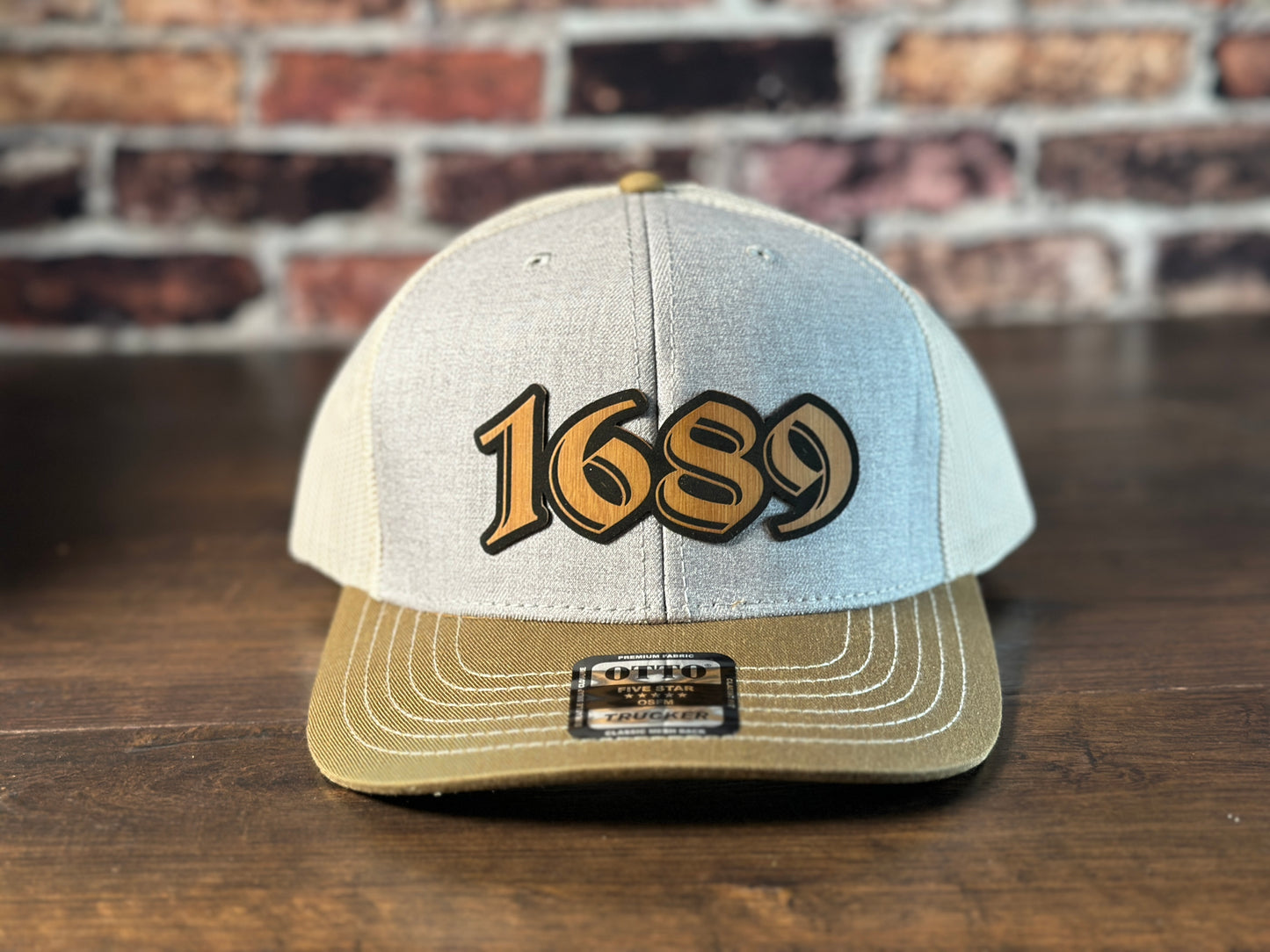 1689 Birch, Gray, and White Trucker Hat with Bamboo Patch