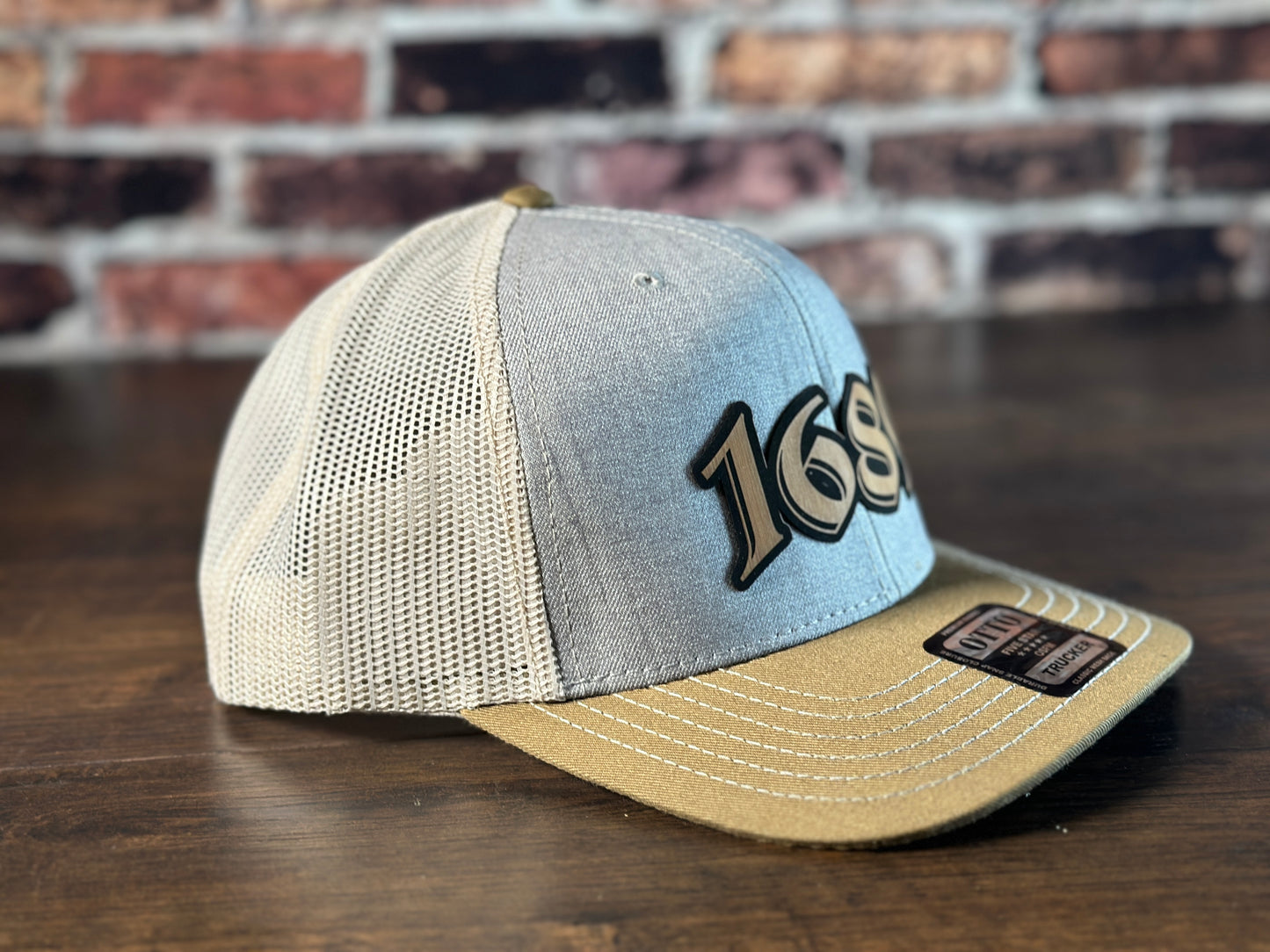 1689 Birch, Gray, and White Trucker Hat with Bamboo Patch