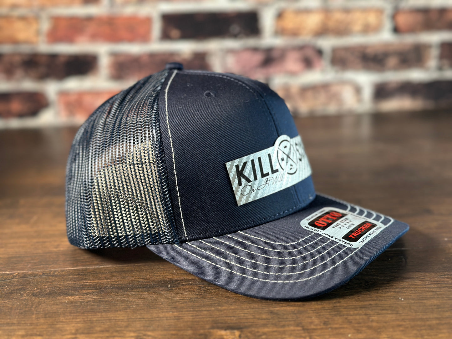 Kill Sin Navy Trucker Hat with Silver Carbon Fiber Patch