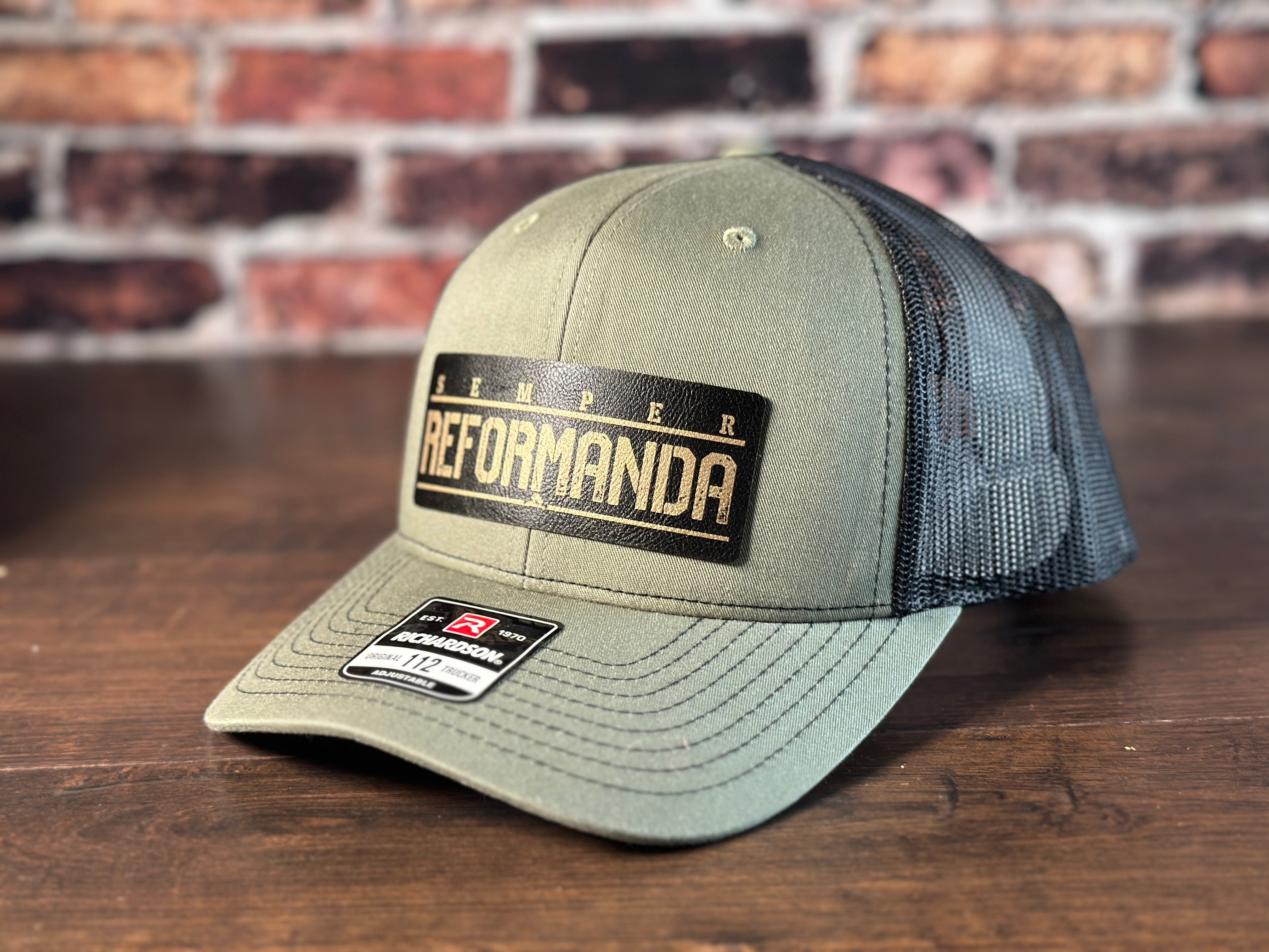 Semper Reformanda Loden and Black Trucker with Black to Gold Patch ...