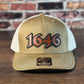 1646 Coyote Brown and White Trucker Hat with Brown Patch