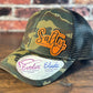 Ladies "Salty" Camo and Orange Ponytail Cap