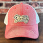 Ladies "She is Strong" Chambray Pink Ponytail  Cap