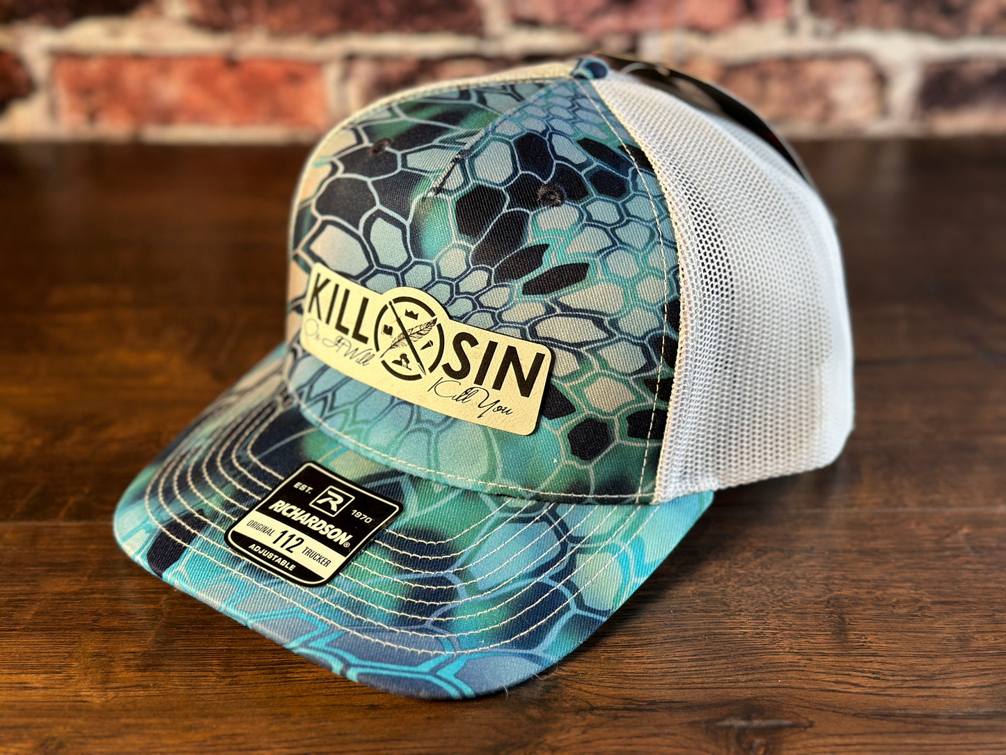 Kill Sin Kryptek Aqua Trucker Hat with White Patch