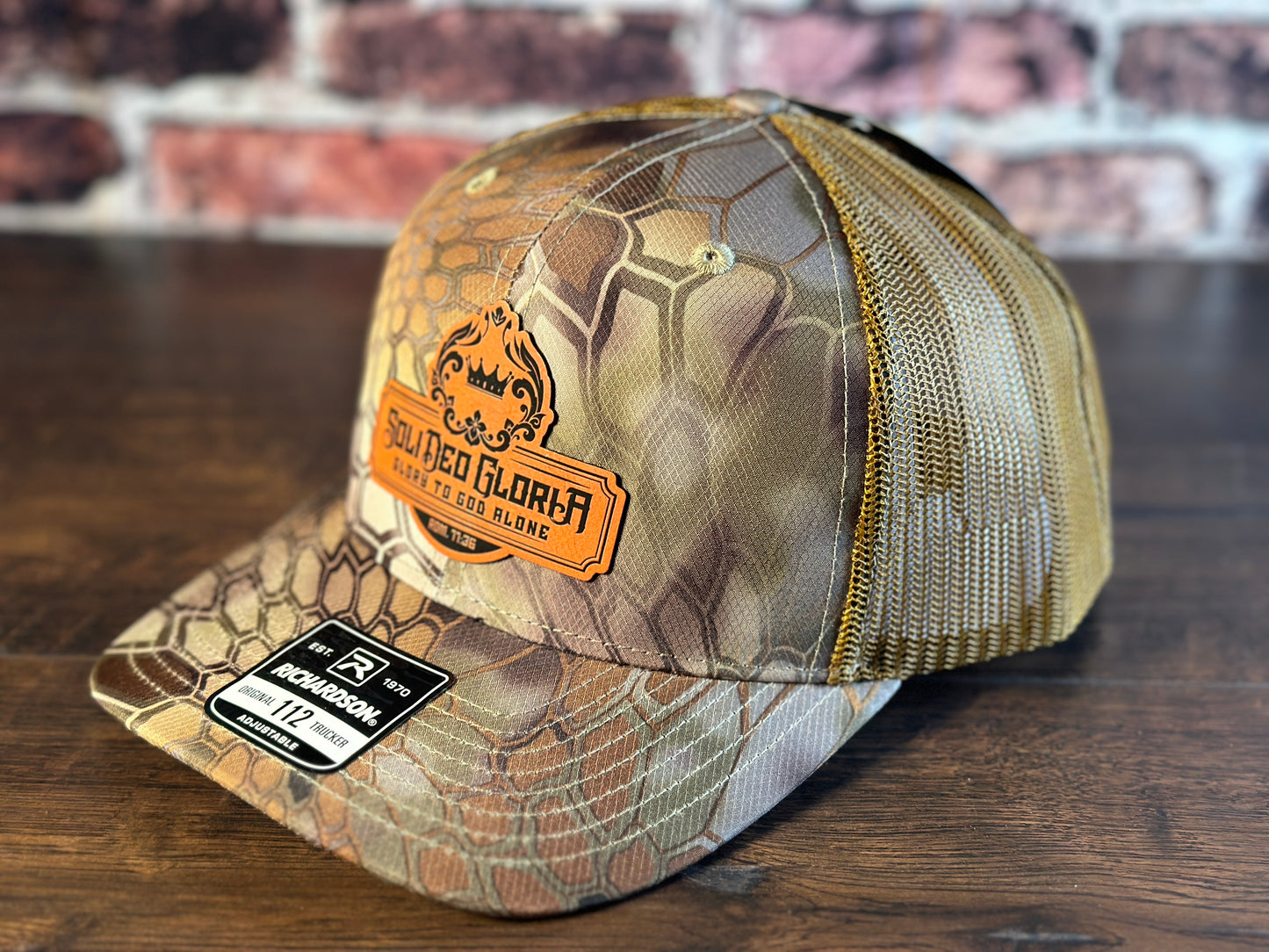 SDG Kryptek Timber Trucker Hat with Orange Patch