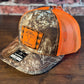 Psalm 50 Realtree Edge and Blaze Orange Trucker Hat with Orange Patch
