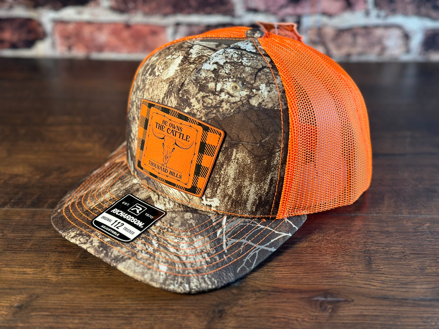 Psalm 50 Realtree Edge and Blaze Orange Trucker Hat with Orange Patch