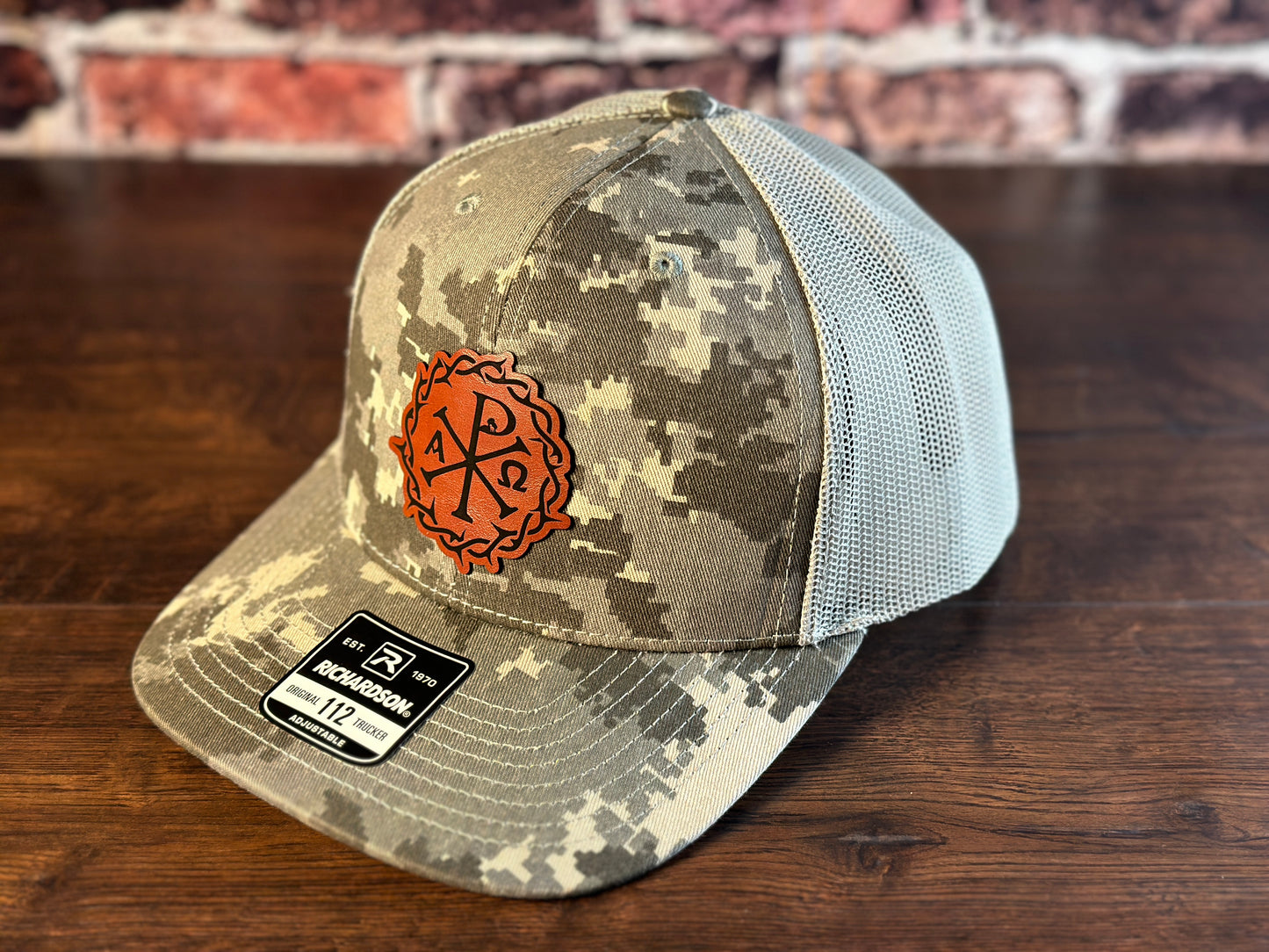 Chi Rho Digital Camo and Rawhide Richardson Trucker Hat