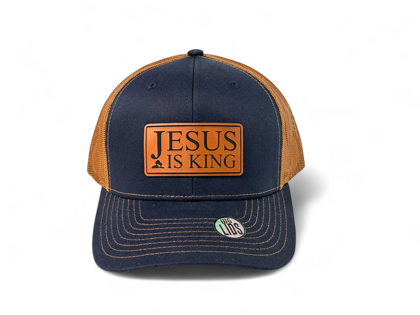 Jesus is King Navy/Caramel Trucker
