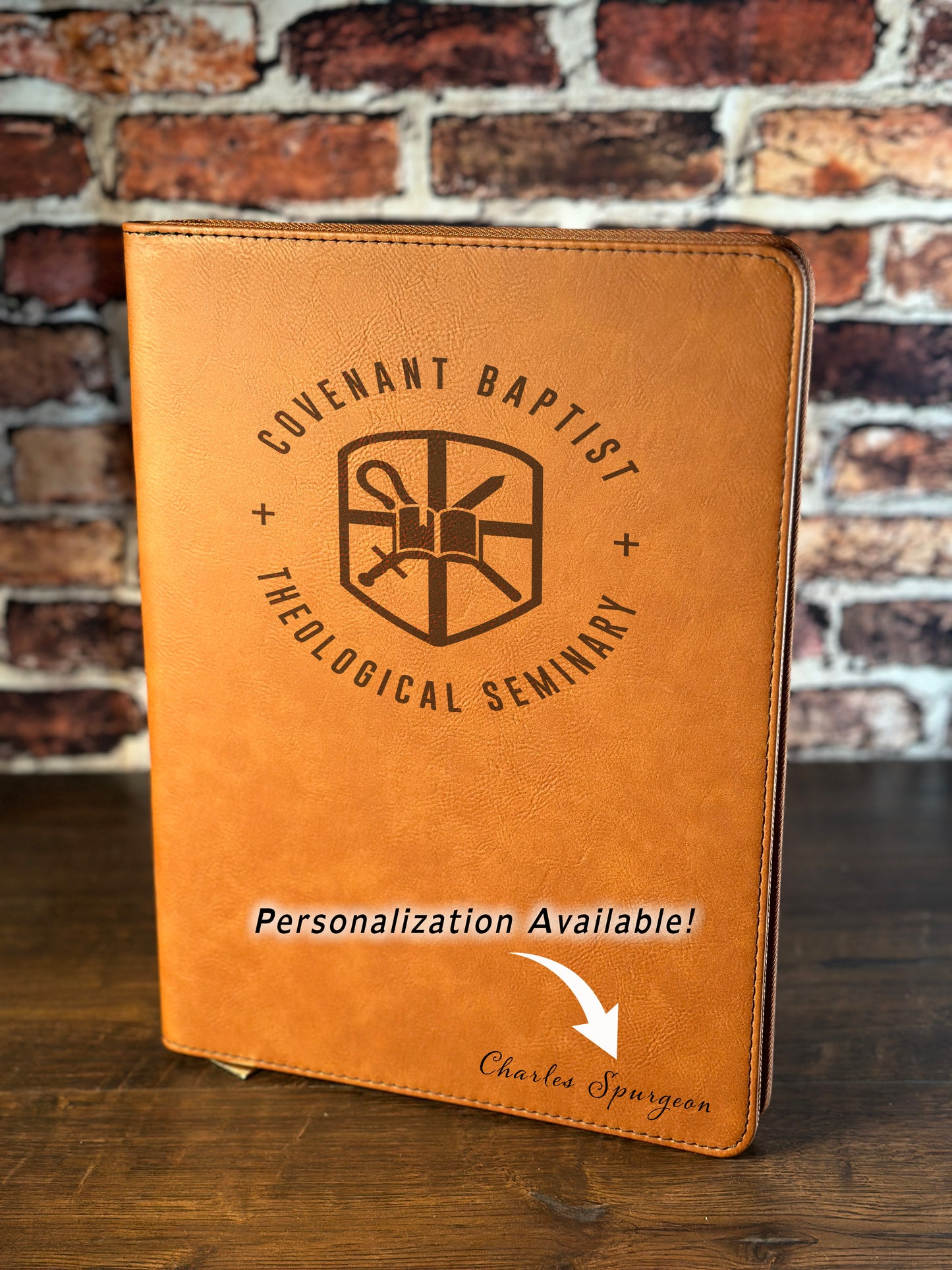 CBTS 9 1/2" x 12" Rawhide with Zipper Leatherette Portfolio with Notepad